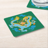 Farbiger klassischer chinesischer Drache Rechteckiger Pappuntersetzer (angewinkelt)