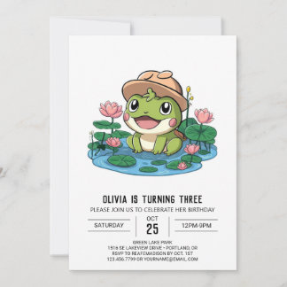 Farbiger kleiner Frosch Digital Geburtstag Einladung