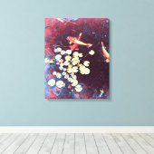 Farbiger Koi-Fisch Japanischer Fischteich Leinwanddruck (Insitu (Holzboden))