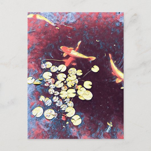 Farbiger Koi-Fisch Japanischer Fischteich Postkarte (Vorderseite)
