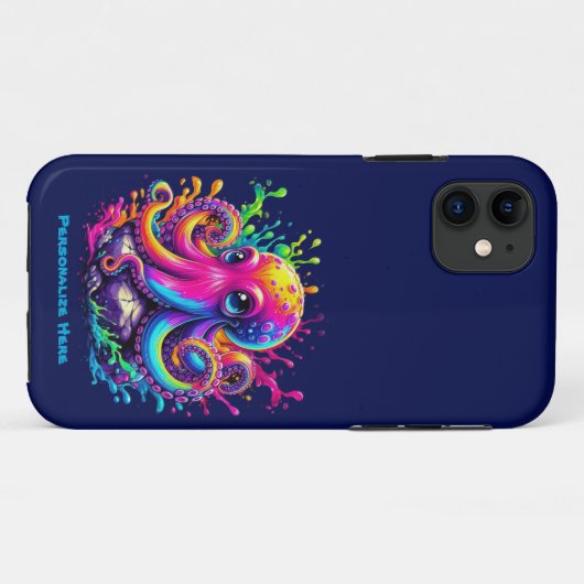 Farbiger Kraken Case-Mate iPhone Hülle (Rückseite (Horizontal))