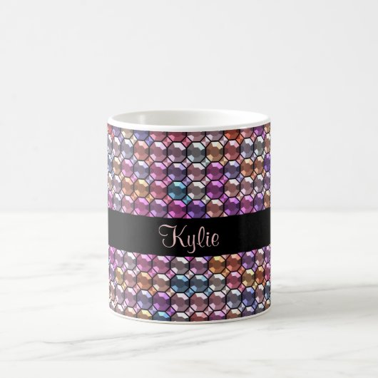 Farbiger Kristall mit individuelle Name Kaffeetasse (Mittel)