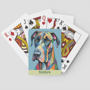 Farbiger kubistischer Great Dane Spielkarten