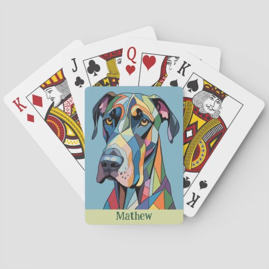 Farbiger kubistischer Great Dane Spielkarten (Rückseite)