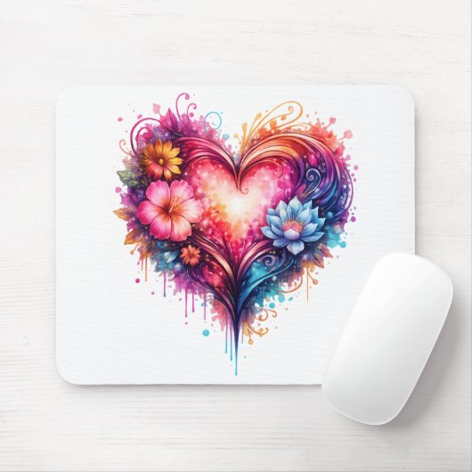 Farbiger künstlerischer Herz-Mauspad Mousepad (Mit Mouse)