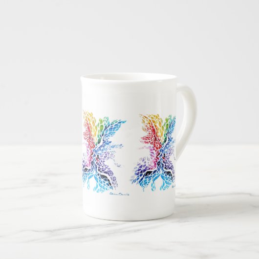 Farbiger Kuss Porzellantasse (Vorderseite Rechts)