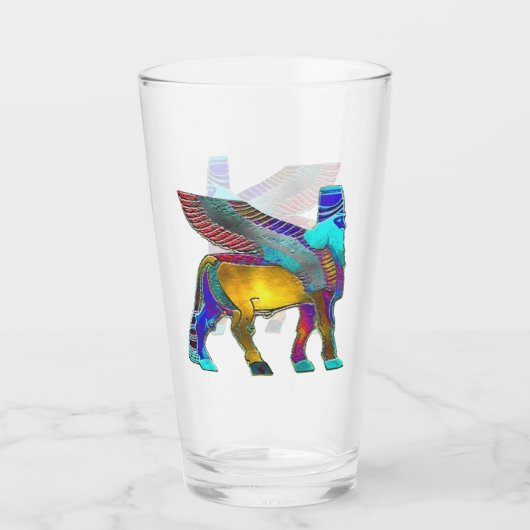 Farbiger Lamassu-Glascup Glas (Rückseite)
