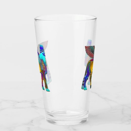 Farbiger Lamassu-Glascup Glas (Links)