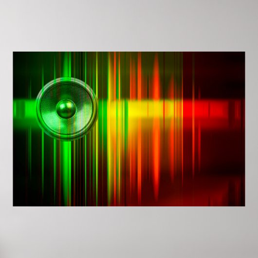 Farbiger Lautsprecher mit Schallwellen Poster (Vorne)