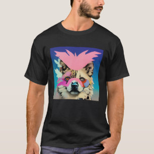 Farbiger Lebendiger Hund Katze Tiger Löwe Trägt Fe T-Shirt