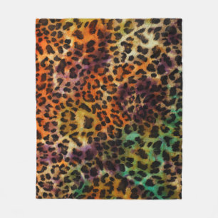Farbiger Leopard: Abstrakte Vintage Textur Fleecedecke