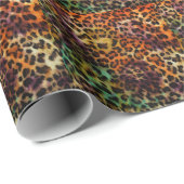 Farbiger Leopard: Abstrakte Vintage Textur Geschenkpapier (Rolleneckpunkt)