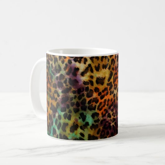 Farbiger Leopard: Abstrakte Vintage Textur Kaffeetasse (Vorderseite Links)