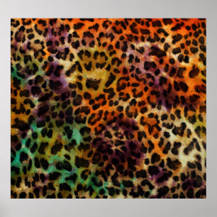 Farbiger Leopard: Abstrakte Vintage Textur Poster