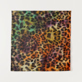 Farbiger Leopard: Abstrakte Vintage Textur Wandteppich (Vorderseite (Horizontal))