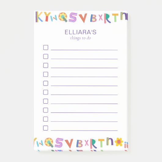 Farbiger Letter-Individuelle Name für DoList Post-it Klebezettel (Vorderseite)