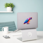 Farbiger leuchtender Papagei Aufkleber (Laptop auf Schreibtisch)