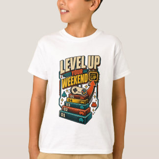 Farbiger Level Up Wochenend-Gamer T-Shirt