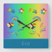 farbiger lgbtq Gay Pride Monat Quadratische Wanduhr (Vorderseite)
