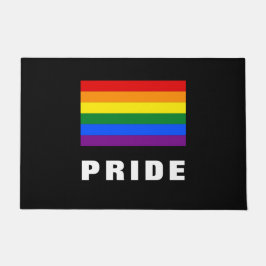 Farbiger LGBTQ-Regenbogen-Gay Pride-Flag mit benut Fußmatte