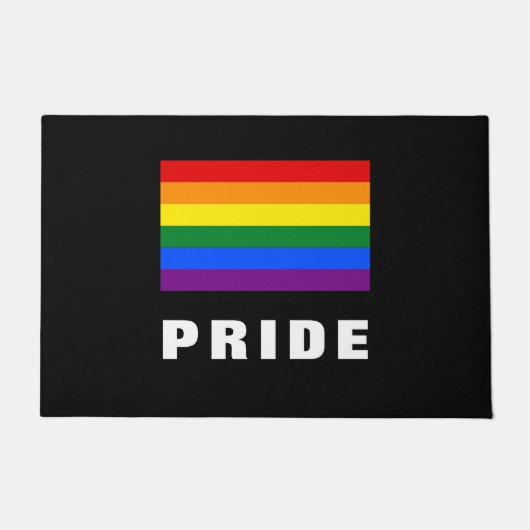 Farbiger LGBTQ-Regenbogen-Gay Pride-Flag mit benut Fußmatte (Vorderseite)