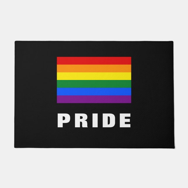 Farbiger LGBTQ-Regenbogen-Gay Pride-Flag mit benut Fußmatte (Vorderseite)