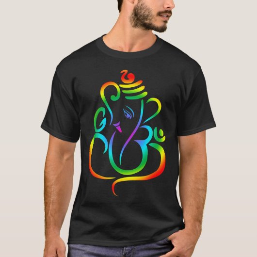 Farbiger Lord Ganesha2 T-Shirt (Vorderseite)