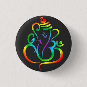 Farbiger Lord Ganesha auf schwarz Button