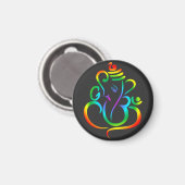 Farbiger Lord Ganesha auf schwarz Magnet (Vorderseite/Rückseite)