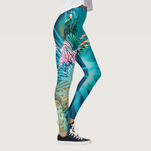 Farbiger Löwenfisch mit einem Seeanemonenhintergru Leggings