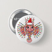 Farbiger Löwenfisch mit Weihnachtsmannmütze Button (Vorne & Hinten)