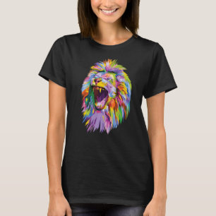 farbiger Löwenkopf-Pop für Löwen T-Shirt