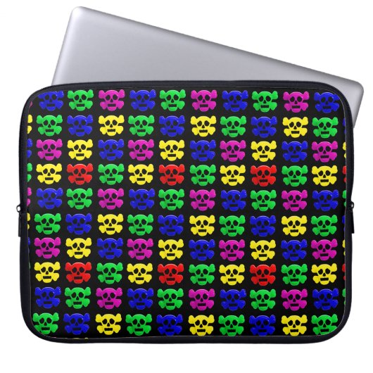 Farbiger, lustiger Schädel Laptopschutzhülle (Vorderseite)