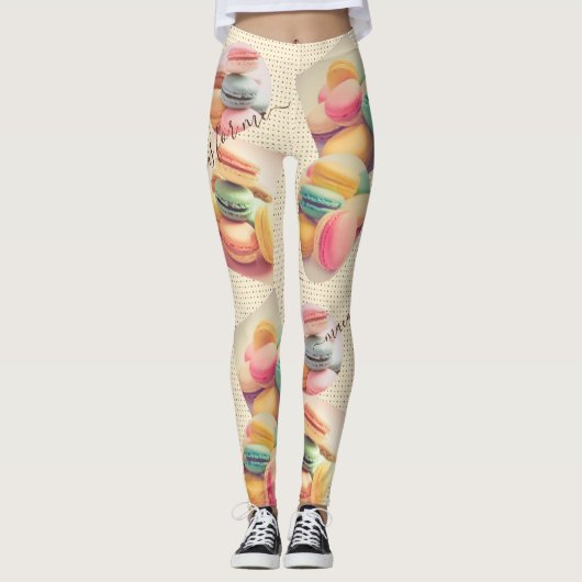 Farbiger Macaron Macaroon Süßes Französisches Gebä Leggings (Vorderseite)