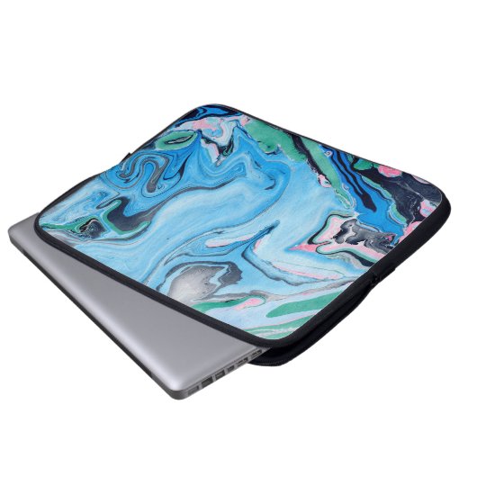 Farbiger Marmorstein Laptopschutzhülle (Vorne Knopf)