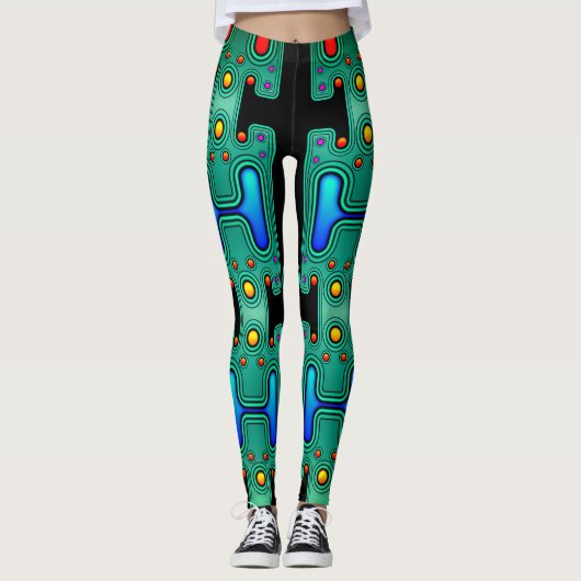 Farbiger mechanischer Android Futuristischer Robot Leggings (Vorderseite)