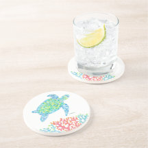 Farbiger Meeresschildkröte Sandstone-Untersetzer