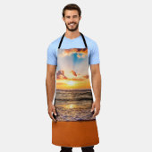 Farbiger Meerestrand Sonnenaufgang mit tiefblauem  Schürze (Getragen)