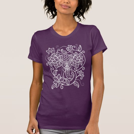 Farbiger Mehndi Elefant T-Shirt (Vorderseite)