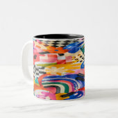 Farbiger Memphis-Becher Zweifarbige Tasse (Vorderseite Links)