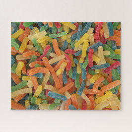 Farbiger, mit Zucker überzogener, kaue Süßigkeiten Puzzle