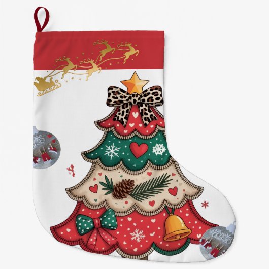 Farbiger moderner Weihnachtsbaum Großer Weihnachtsstrumpf (Vorderseite)