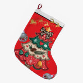 Farbiger moderner Weihnachtsbaum Großer Weihnachtsstrumpf (Vorderansicht (hängend))