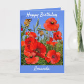 Farbiger Mohnfeld benutzerdefinierter Text Geburts Karte (Vorderseite)