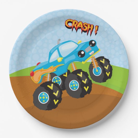 Farbiger Monsterwagen Pappteller (Vorderseite)