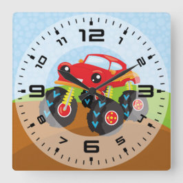 Farbiger Monsterwagen Quadratische Wanduhr