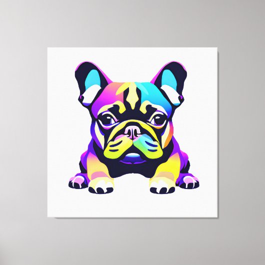 Farbiger Mops Hund Welpe Leinwanddruck (Vorderseite)