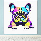 Farbiger Mops Hund Welpe Leinwanddruck (Insitu (Holzboden))