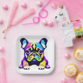 Farbiger Mops Hund Welpe Pappteller (Party)