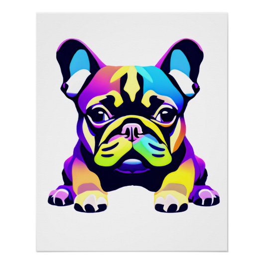 Farbiger Mops Hund Welpe Poster (Vorderseite)